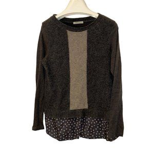 WHY C1 Italy ADORABLE charcoal gray wool polka dot peplum cardigan sweat…